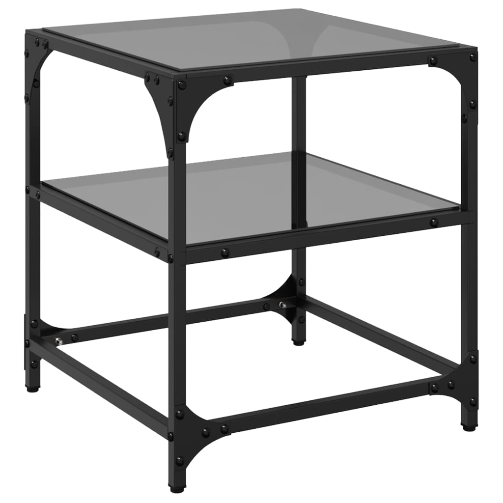 vidaXL Tavolini da Salotto con Piano Vetro Nero 2pz 40x40x45cm Acciaio