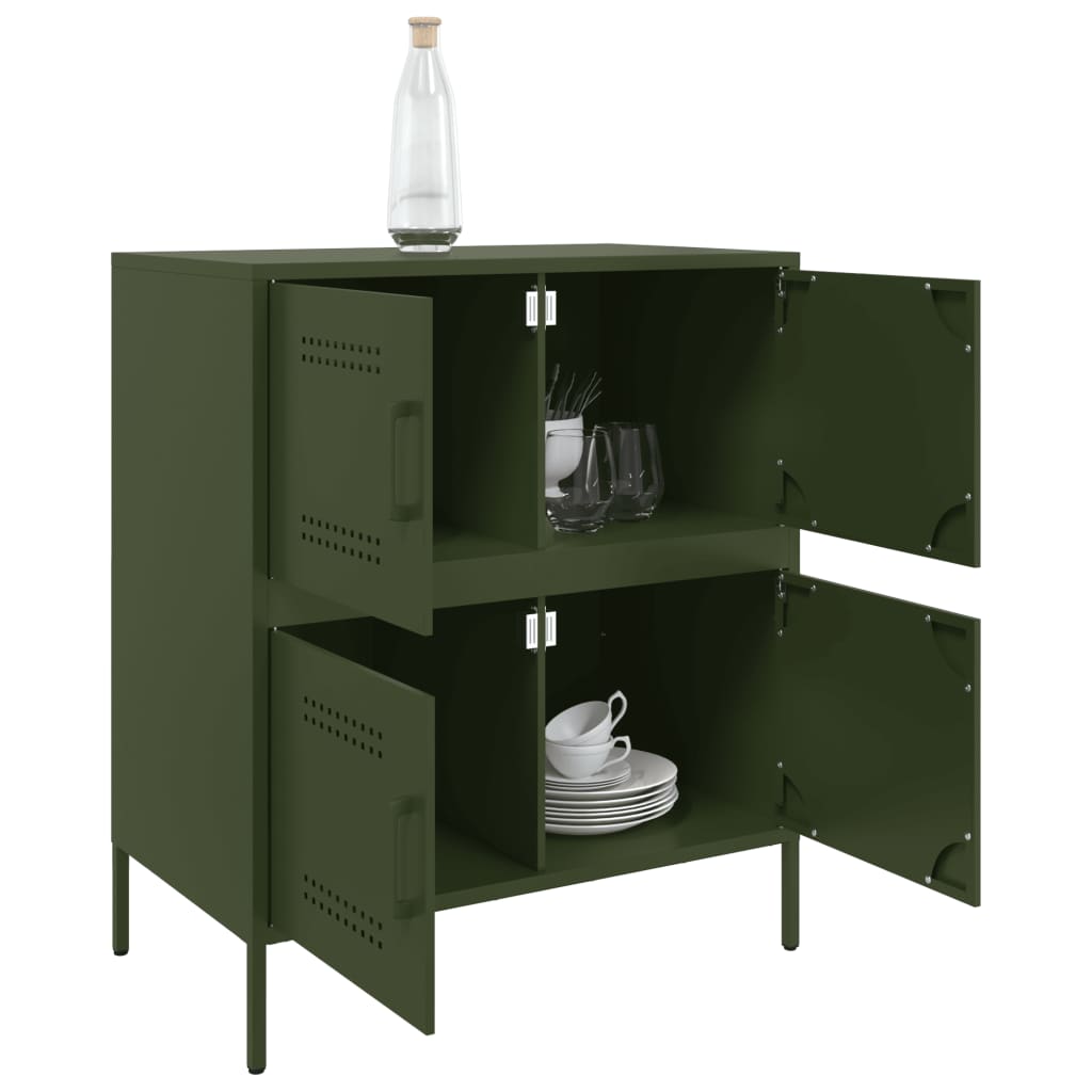 vidaXL Credenza Verde Oliva 68x39x79 cm in Acciaio