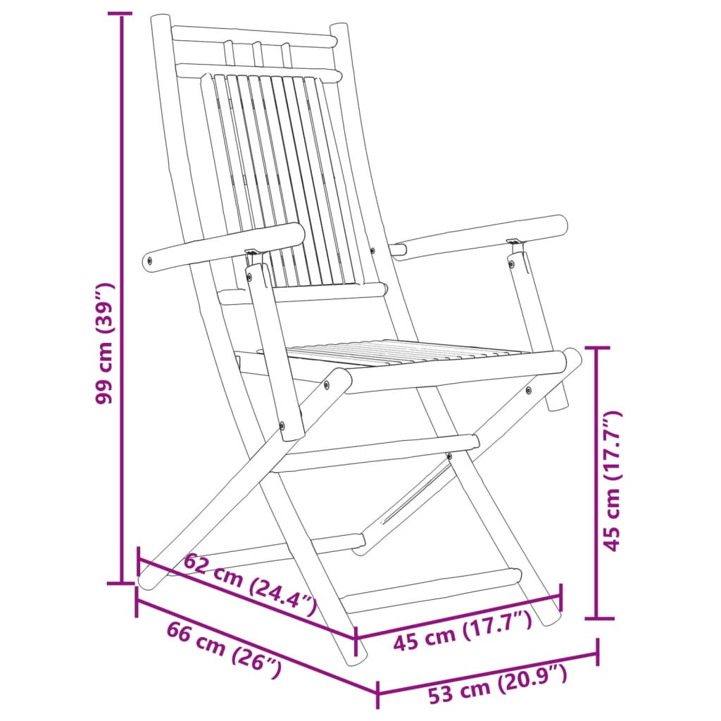 vidaXL Set da Bistrò 3 pz in Bambù