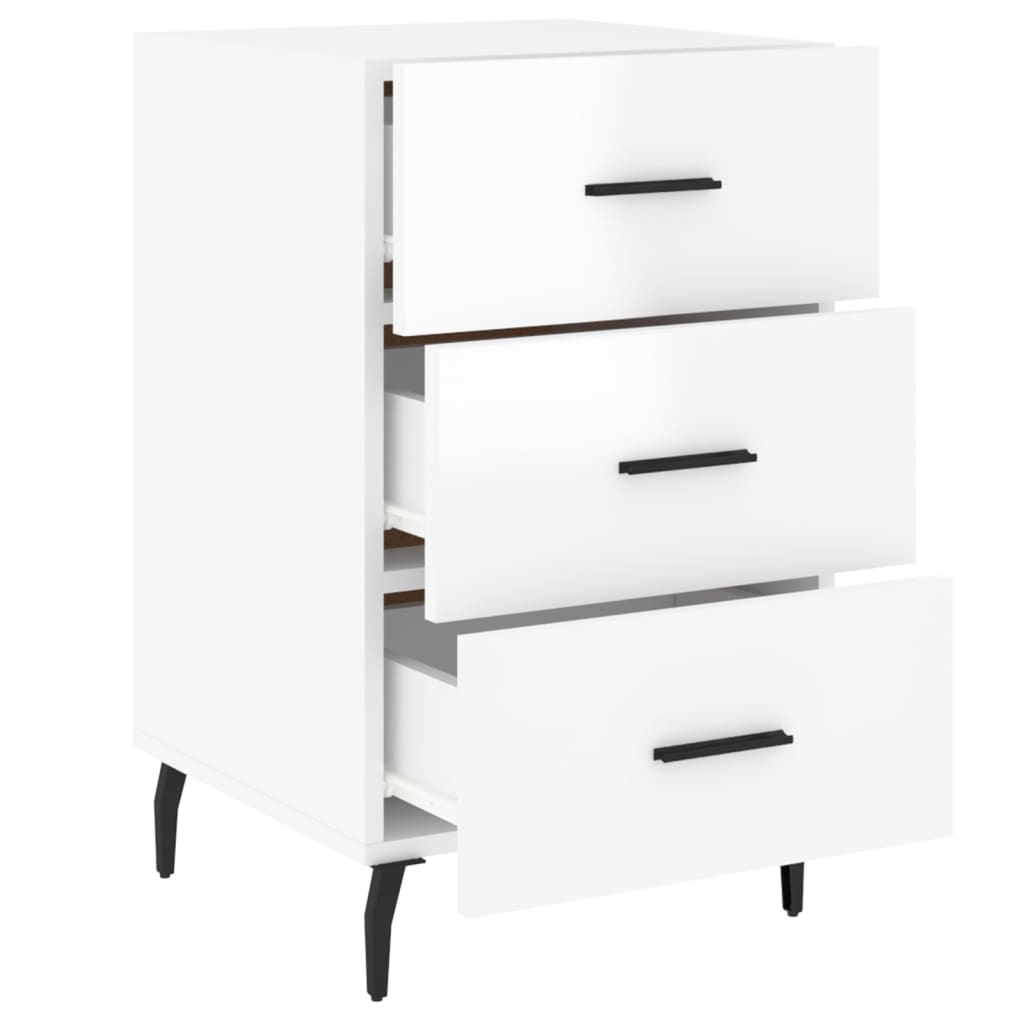 vidaXL Comodino Bianco Lucido 40x40x66 cm in Legno Multistrato