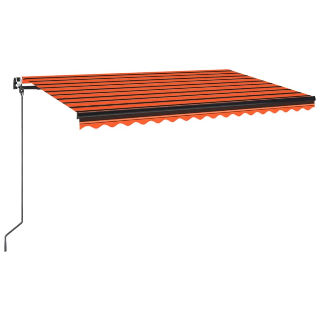 vidaXL Tenda da Sole Retrattile Manuale LED 450x350 cm Arancio Marrone