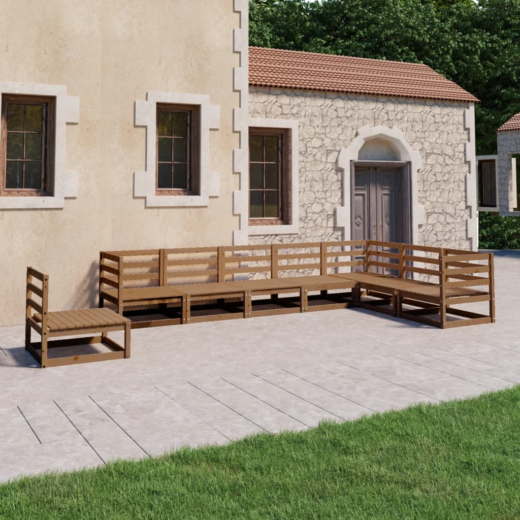 vidaXL Set Salotto da Giardino 8pz Marrone Ambra Legno Massello Pino