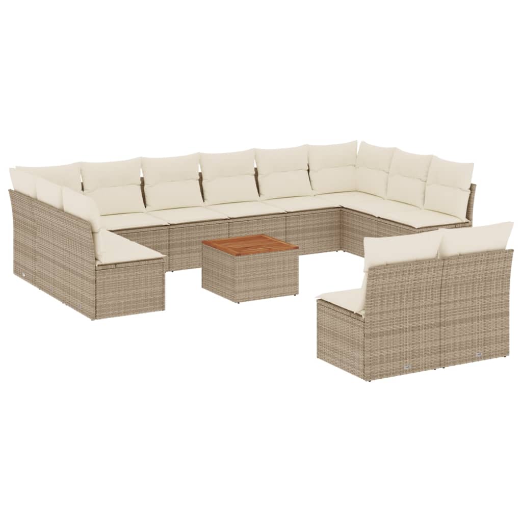 vidaXL Set Divano da Giardino 13 pz con Cuscini Beige in Polyrattan