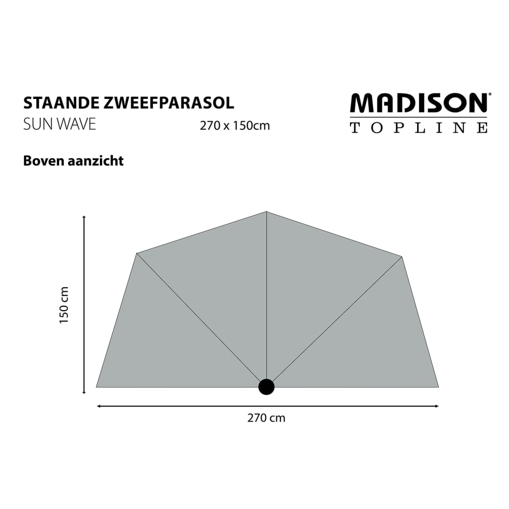 Madison Ombrellone da Balcone Sun Wave 270x150 cm Giallo Oro