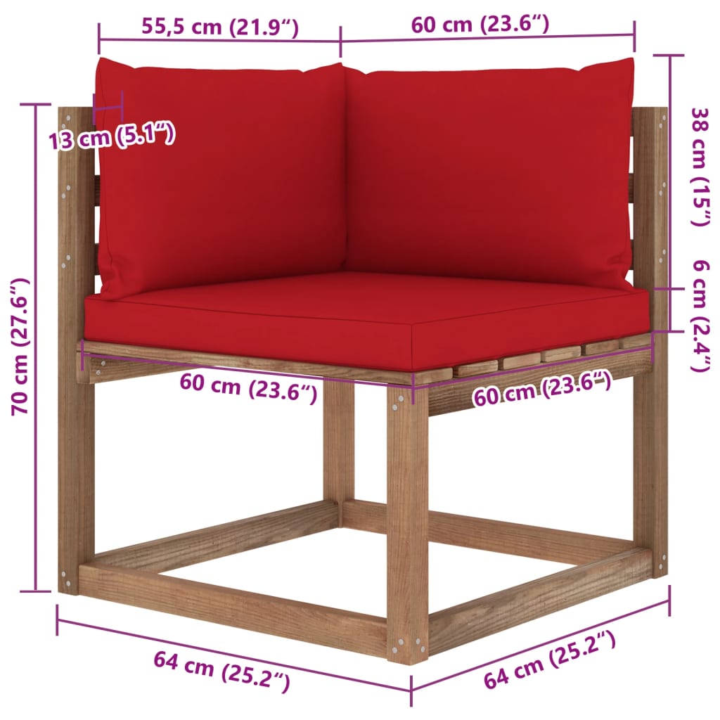 vidaXL Set Salotto Giardino Pallet con Cuscini 6 pz in Pino Impregnato