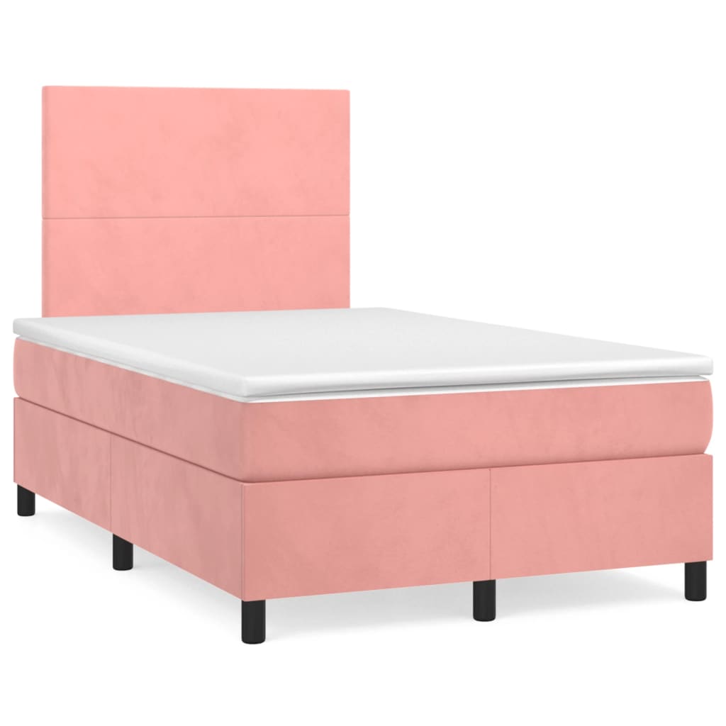 vidaXL Letto a Molle con Materasso e LED Rosa 120x190 cm in Velluto