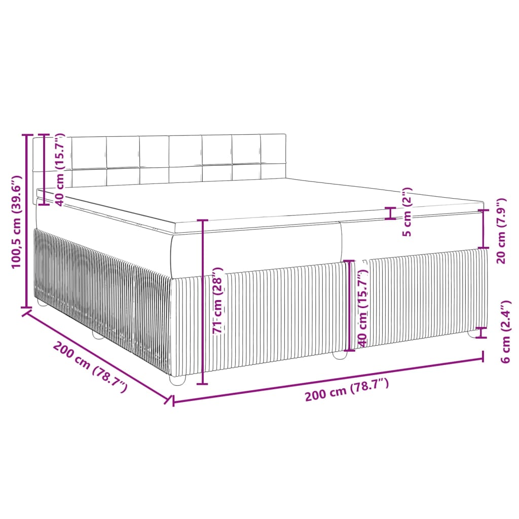 vidaXL Giroletto a Molle con Materasso Rosa 200x200 cm in Velluto