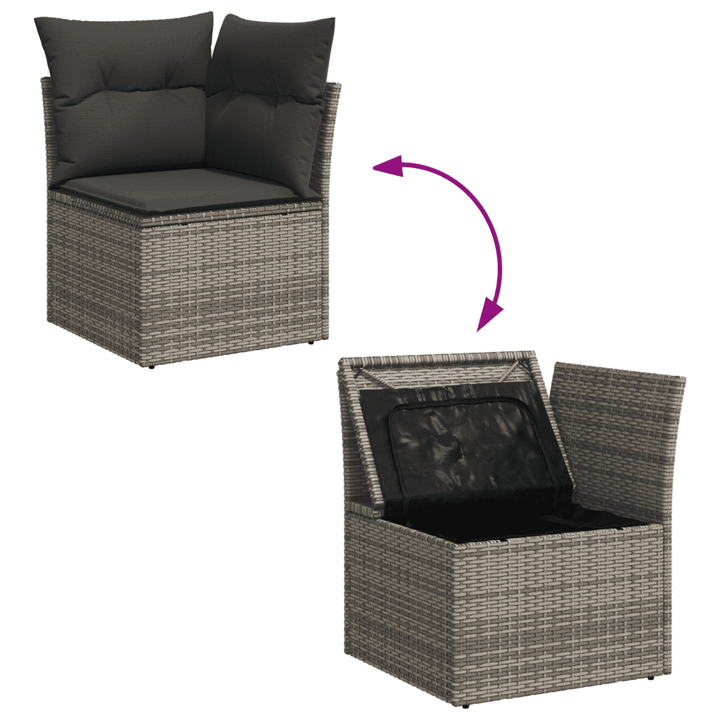 vidaXL Set Divano da Giardino 8 pz con Cuscini Grigio in Polyrattan