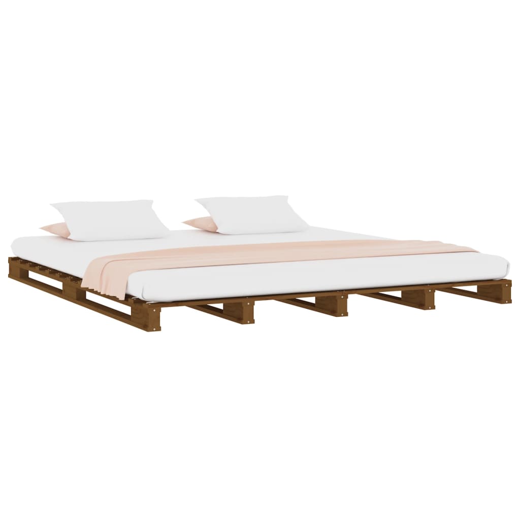 vidaXL Letto Pallet senza Materasso Ambra 140x190 in Legno Massello