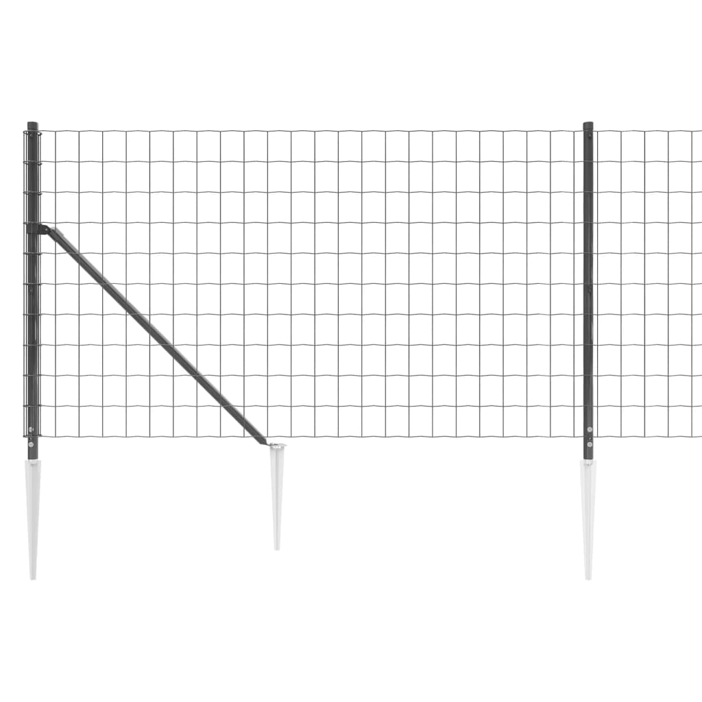 vidaXL Recinzione Metallica con Picchetti Ancoraggio Antracite 0,8x25m