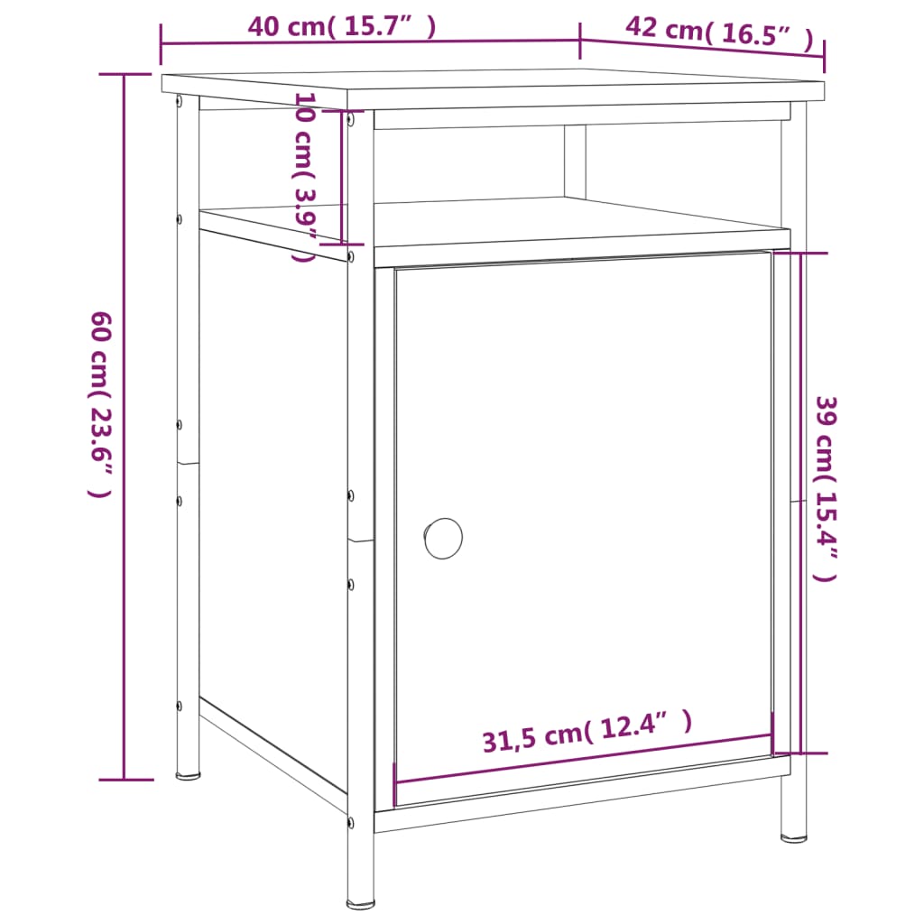 vidaXL Comodini 2 pz Rovere Fumo 40x42x60 cm in Legno Multistrato