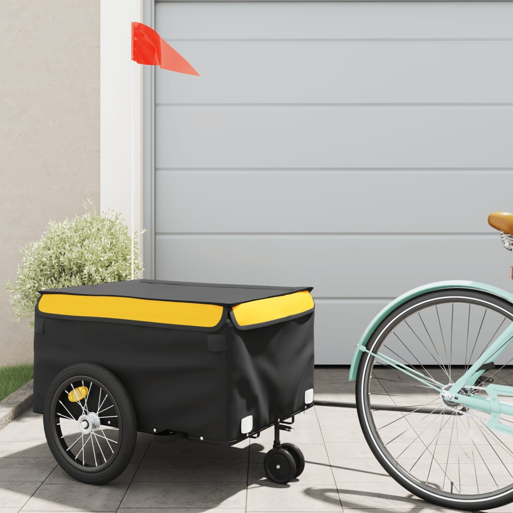 vidaXL Rimorchio da Bici Nero e Giallo 45 kg in Ferro