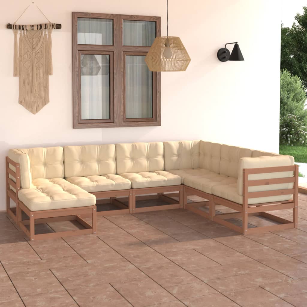 vidaXL Set Salotto Giardino 7 pz con Cuscini in Legno Massello di Pino