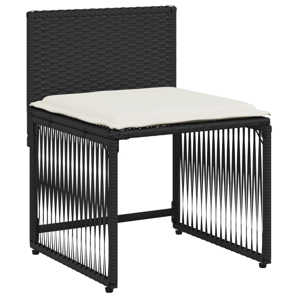 vidaXL Set da Pranzo da Giardino 7 pz Nero con Cuscini in Polyrattan