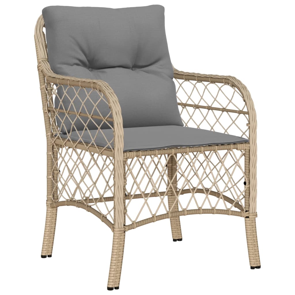 vidaXL Set da Bistrò 3 pz con Cuscini Beige Misto in Polyrattan