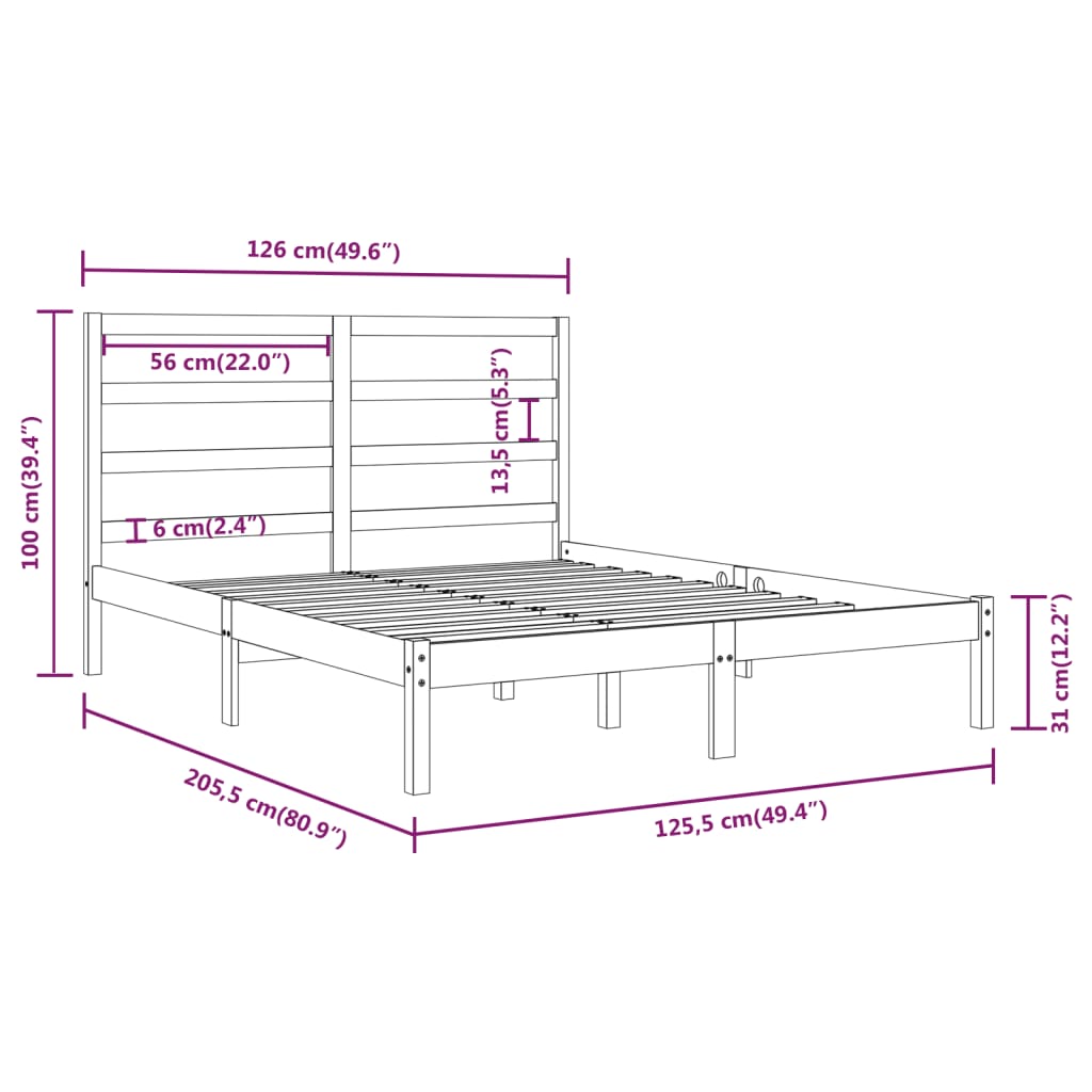 vidaXL Giroletto ambra in Legno Massello di Pino 120x200 cm