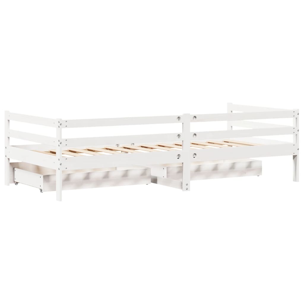 vidaXL Dormeuse con Cassetti Bianco 90x200 cm Legno Massello di Pino