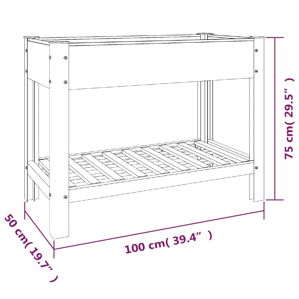 vidaXL Fioriera Rialzata Giardino con Ripiano Grigia 100x50x75 cm WPC