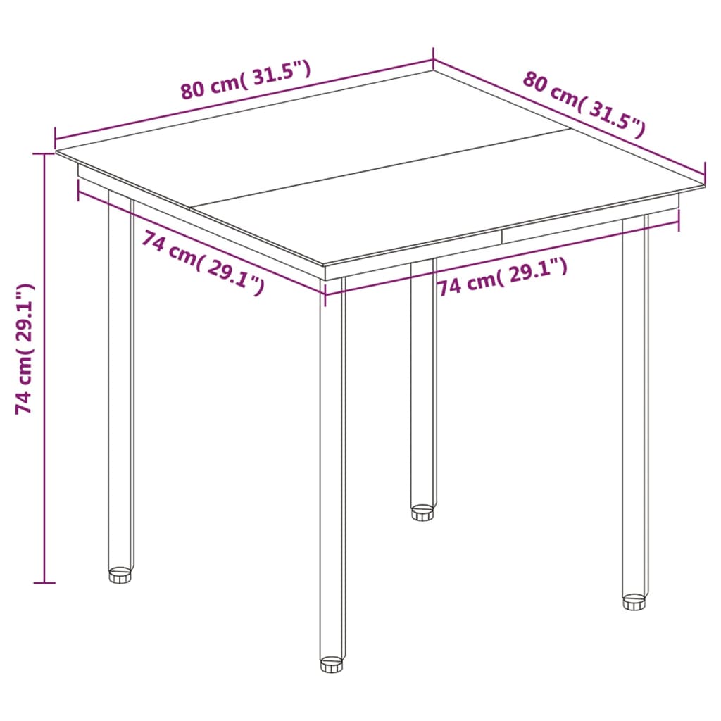 vidaXL Set da Pranzo per Giardino 3 pz con Cuscini Polyrattan e Vetro