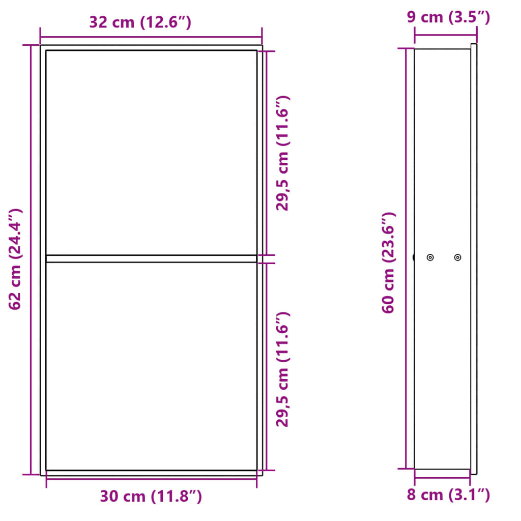 vidaXL Nicchia per Doccia Argento Spazzolato 32x62x9cm in Acciaio Inox