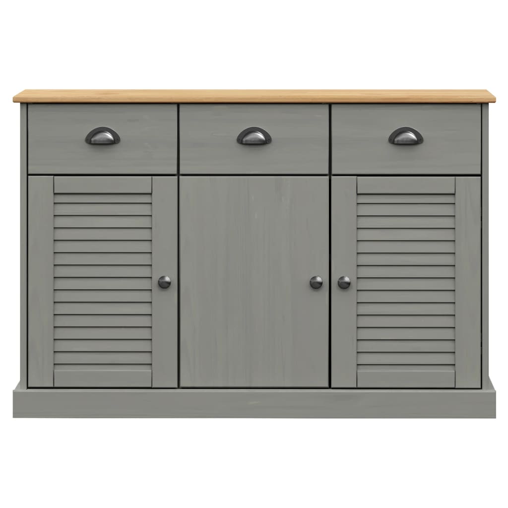 vidaXL Credenza Cassetti VIGO 113x40x75 cm Legno Massello Pino Grigio