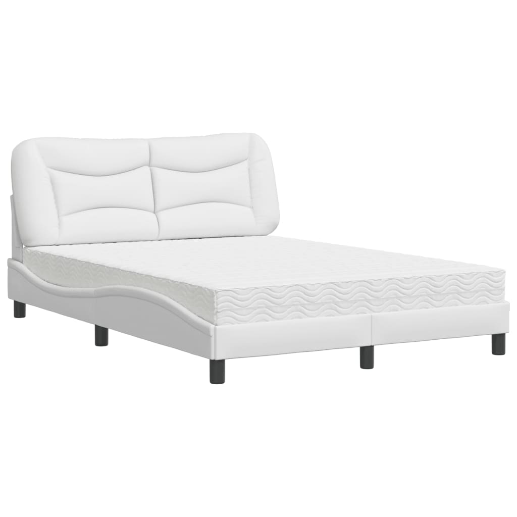 vidaXL Letto con Materasso Bianco 120x200 cm in Similpelle