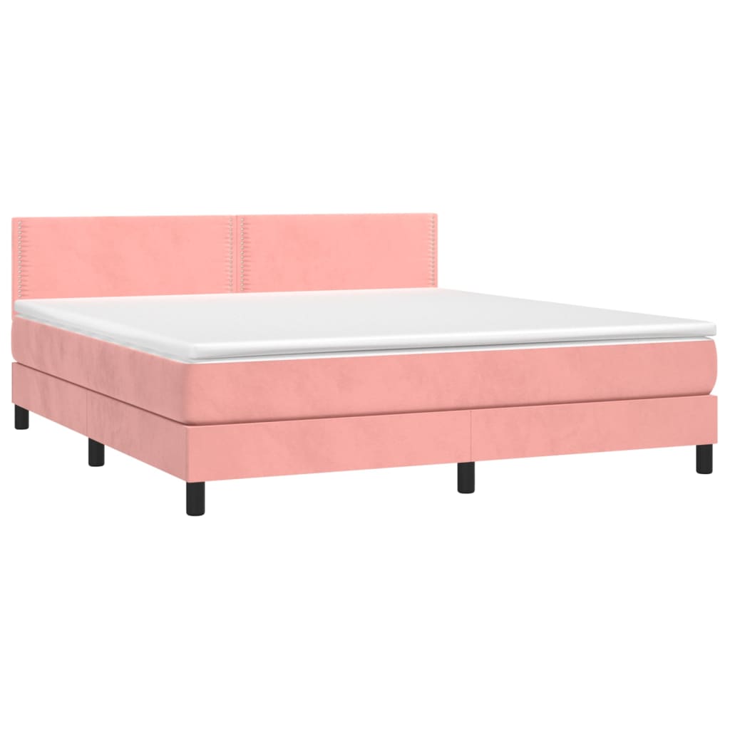 vidaXL Letto a Molle con Materasso e LED Rosa 160x200 cm in Velluto