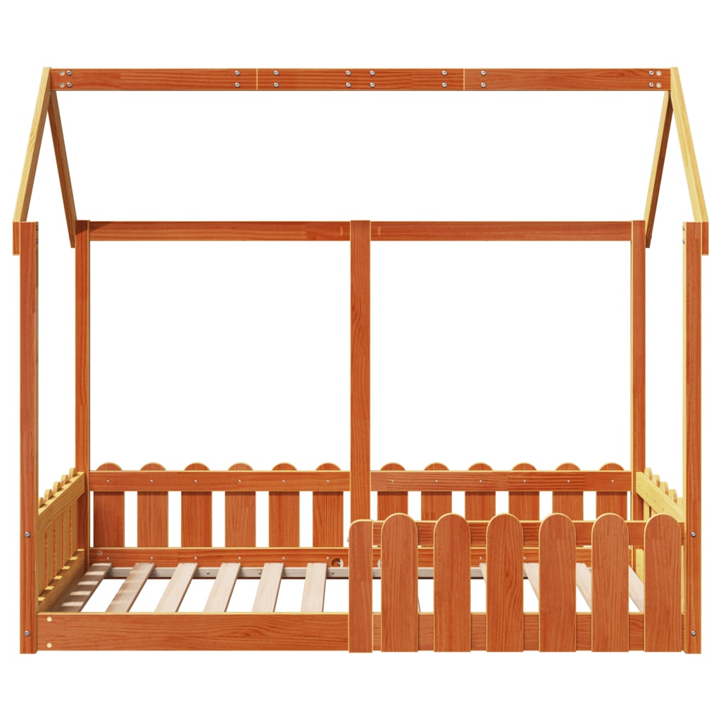 vidaXL Giroletto Casetta Bambini Marrone Cera 80x160 cm Massello Pino