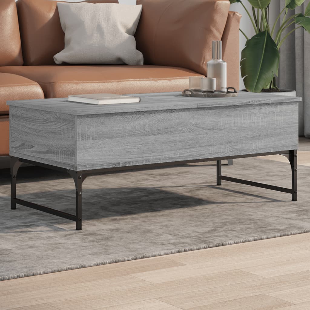 vidaXL Tavolino Salotto Grigio Sonoma 100x50x40cm Multistrato Metallo