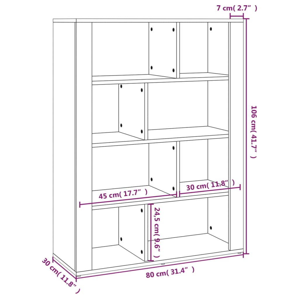 vidaXL Credenza Grigio Sonoma 80x30x106 cm in Legno Multistrato