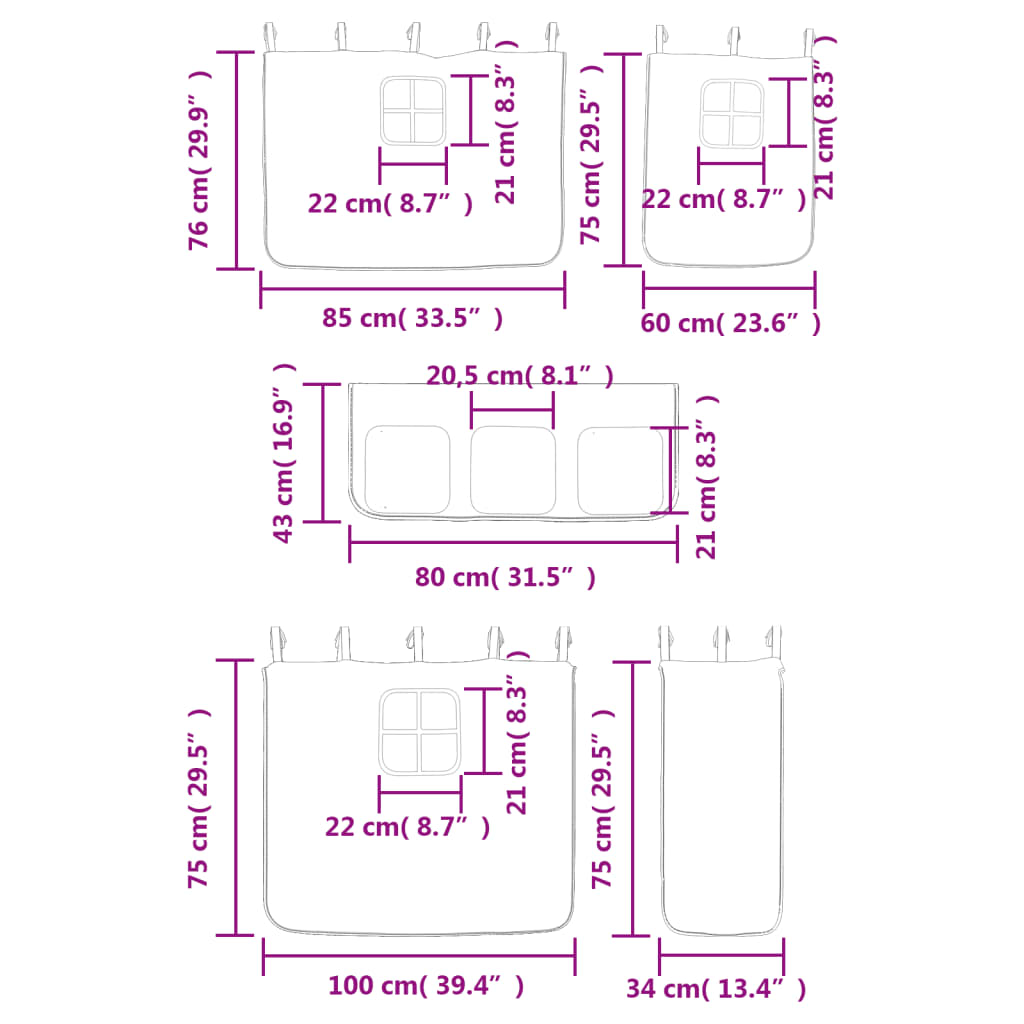 vidaXL Letto a Soppalco con Tende Bambini Rosa 90x190 cm Massello Pino