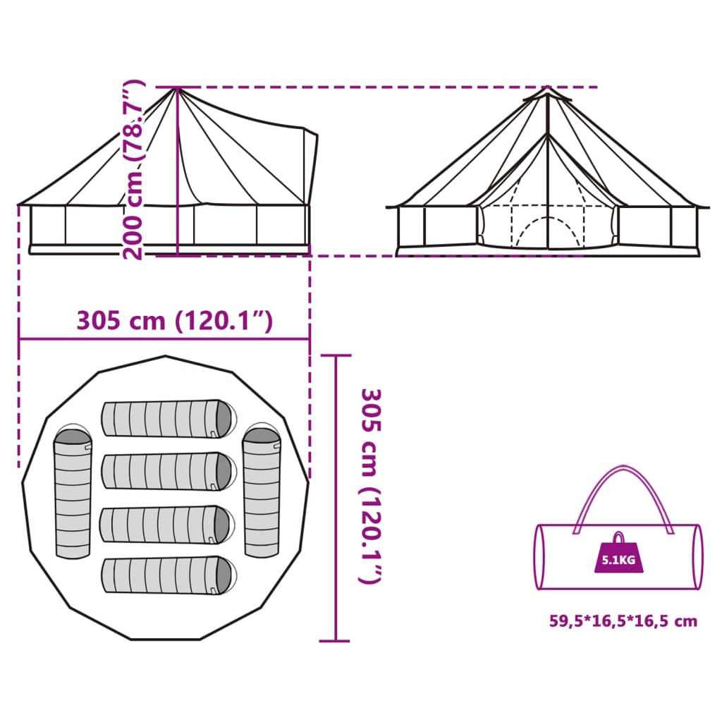 vidaXL Tenda Familiare Tipi 6 Persone Grigia e Arancione Impermeabile