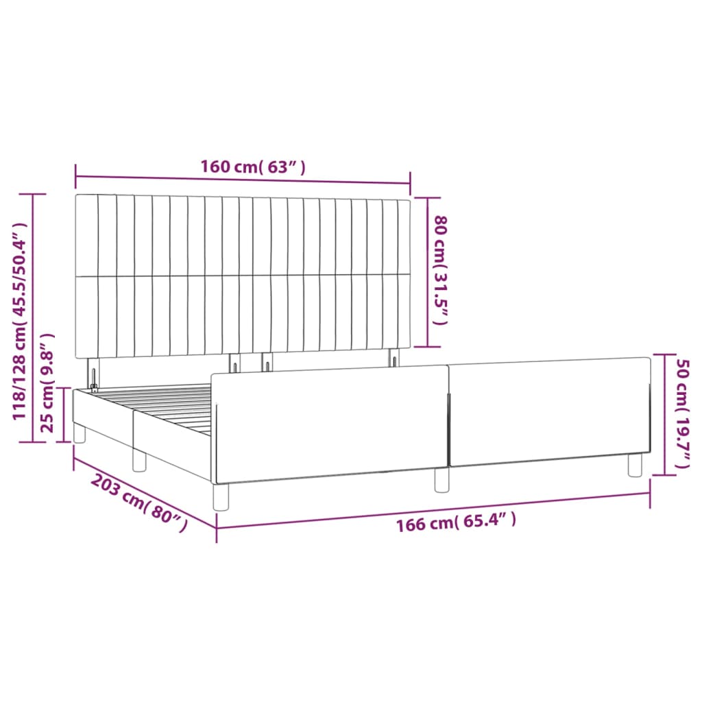 vidaXL Giroletto senza Materasso Blu Scuro 160x200 cm in Velluto