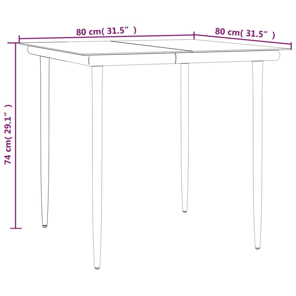 vidaXL Set Pranzo da Giardino 3pz con Cuscini in Polyrattan e Acciaio