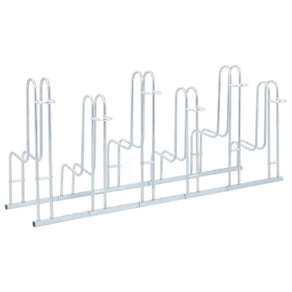 vidaXL Supporto per 6 Bici da Pavimento Autoportante Acciaio Zincato
