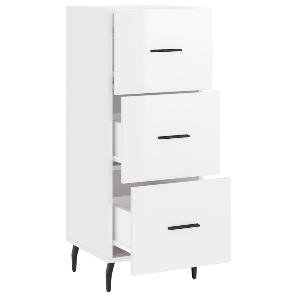 vidaXL Credenza Bianco Lucido 34,5x34x90 cm in Legno Multistrato