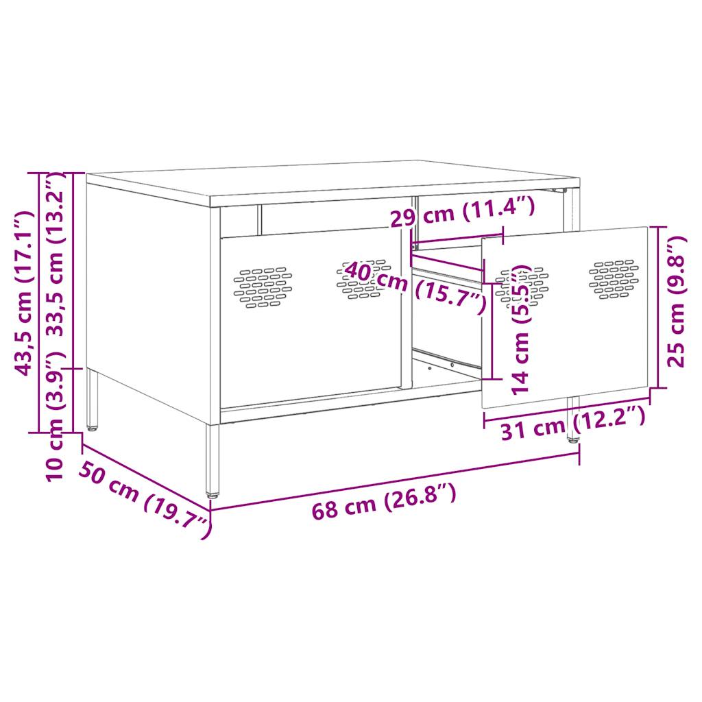 vidaXL Mobile TV Bianco 68x50x43,5 cm in Acciaio Laminato a Freddo