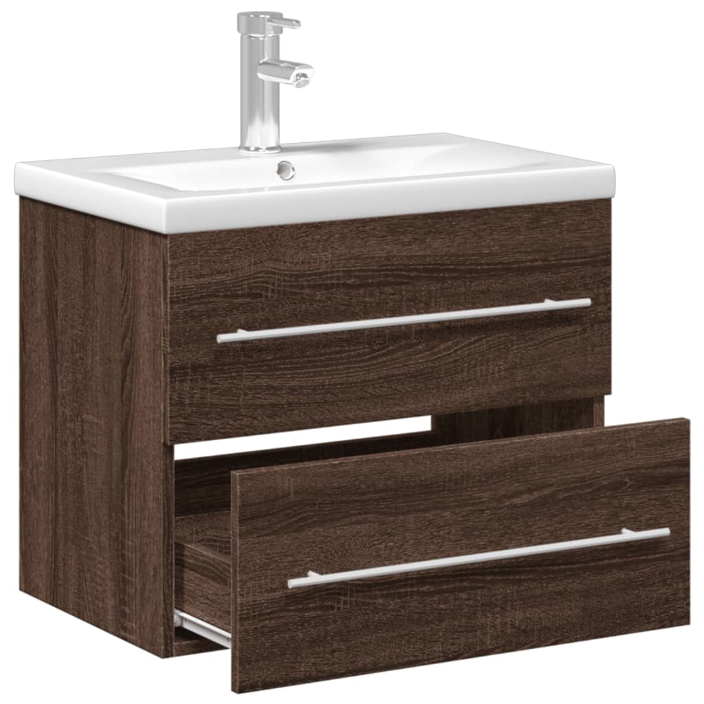 vidaXL Mobile da Bagno con Lavabo Integrato Rovere Marrone