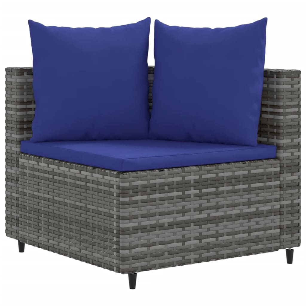 vidaXL Set Divano da Giardino 10 pz con Cuscini Grigio in Polyrattan