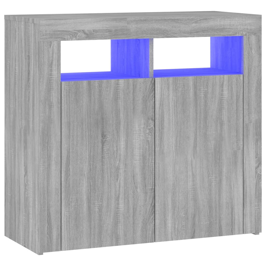 vidaXL Credenza con Luci LED Grigio Sonoma 80x35x75 cm