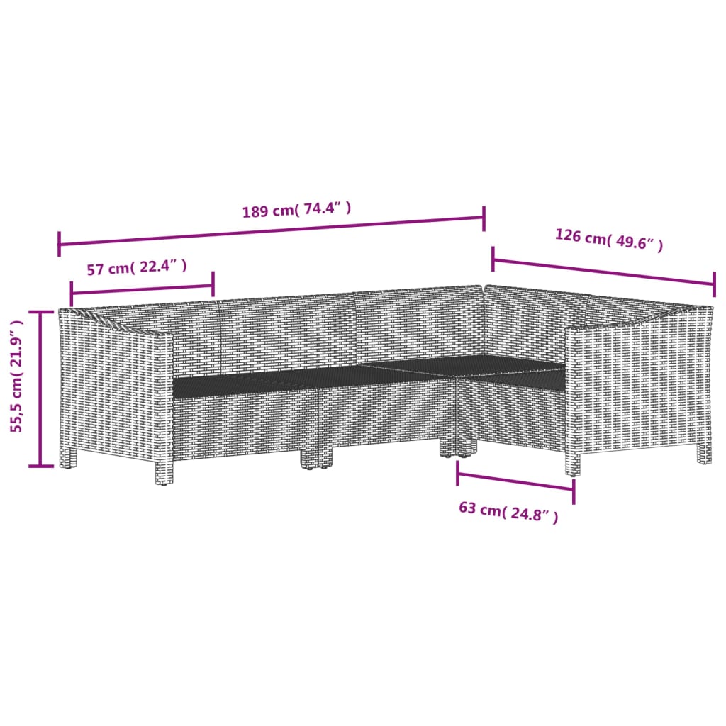 vidaXL Set Divani da Giardino 6 pz con Cuscini in Polyrattan Grigio