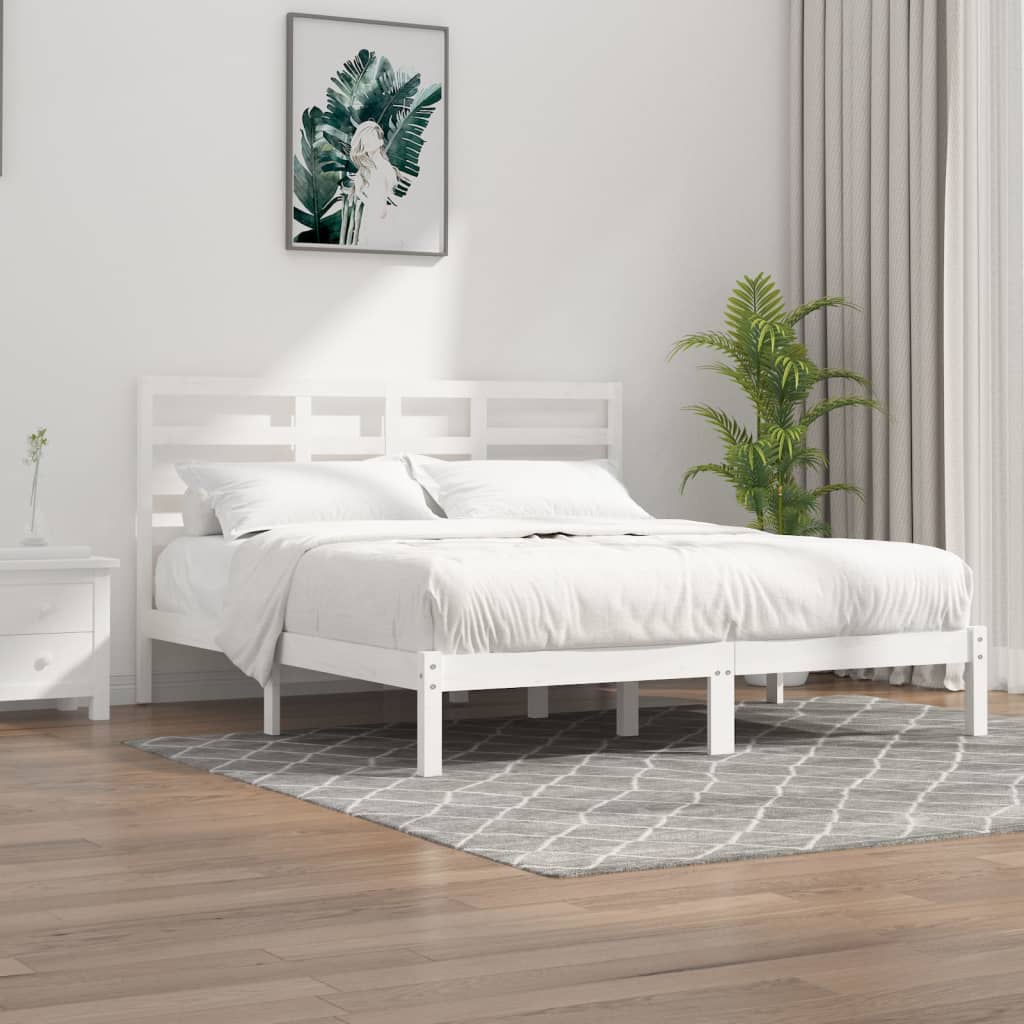 vidaXL Giroletto Bianco in Legno Massello 180x200 cm Super King