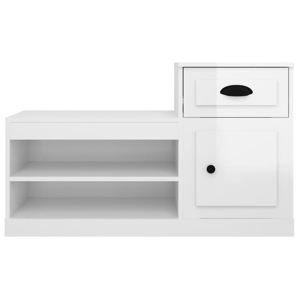 vidaXL Scarpiera Bianco Lucido 100x42x60 cm in Legno Multistrato