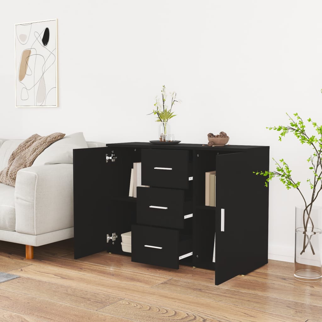 vidaXL Credenza Nera 91x29,5x65 cm in Legno Multistrato