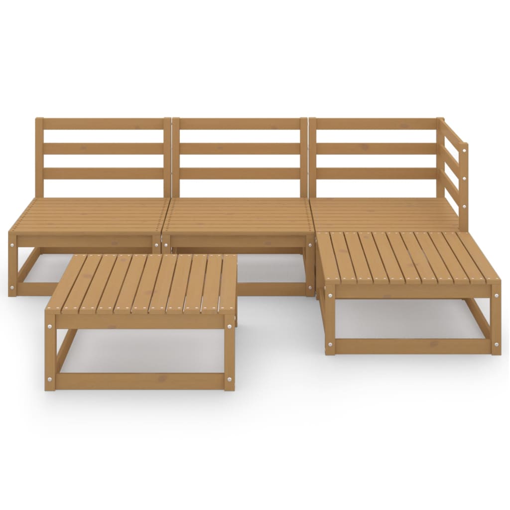 vidaXL Set Salotto da Giardino 5pz Marrone Ambra Legno Massello Pino