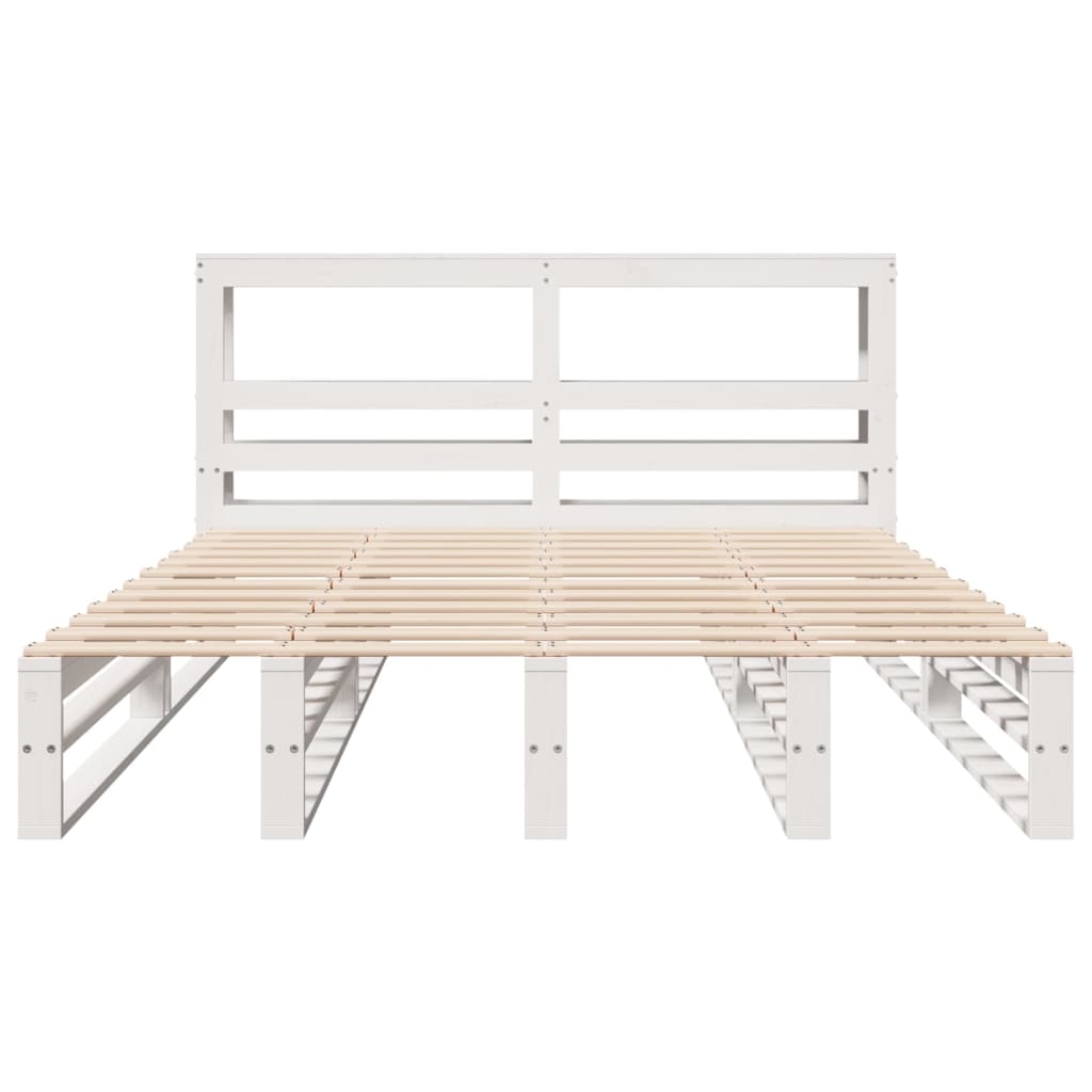 vidaXL Giroletto con Testiera Bianco 120x190 cm Legno Massello di Pino