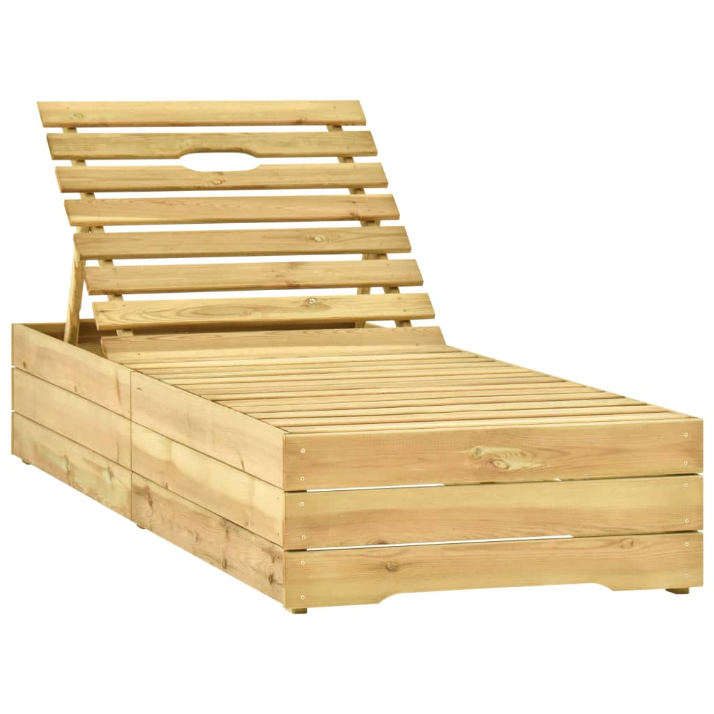 vidaXL Lettino da Giardino con Tavolino Cuscino Legno Pino Impregnato