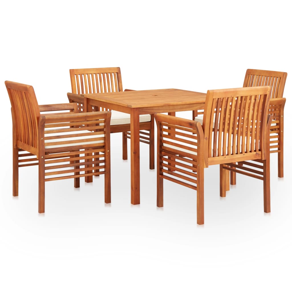 vidaXL Set da Pranzo da Giardino 5 pz con Cuscini Massello di Acacia