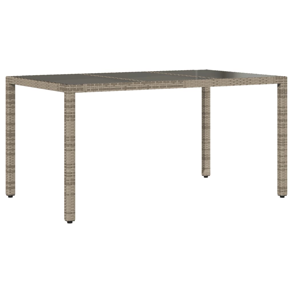 vidaXL Tavolo da Giardino Piano in Vetro Grigio 150x90x75cm Polyrattan