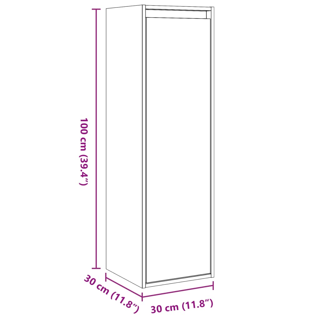 vidaXL Pensile ambra 30x30x100 cm in Legno Massello di Pino